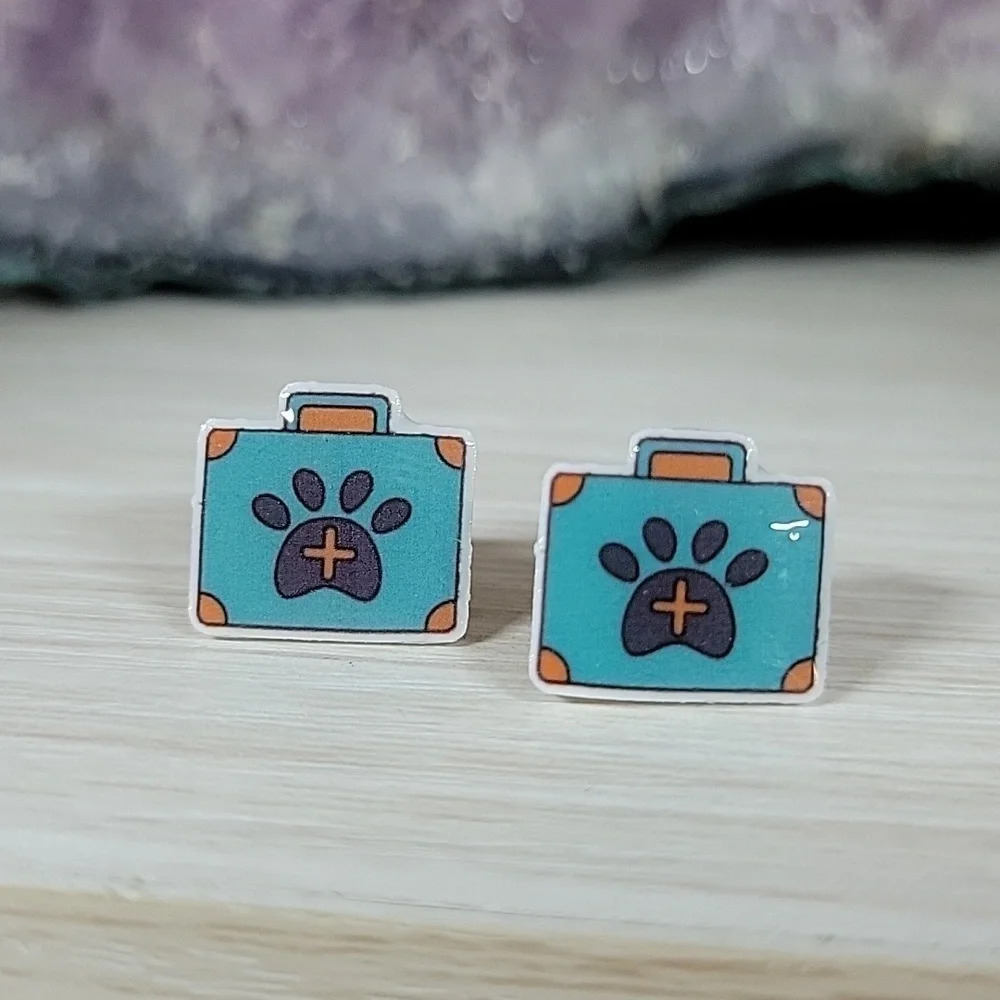 Veterinary Animal Doctor Bag Stud Earrings